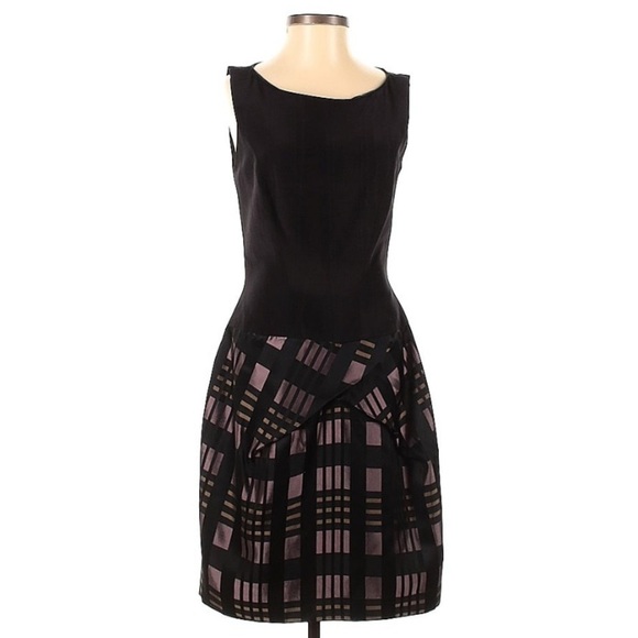 Vintage Carol Peretz Black Purple Drop Waist Formal Satin Cocktail Dress Sz 6 - Picture 2 of 8